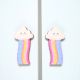 Handcrafted Acacia Wood Rainbow Cloud Handle Pair